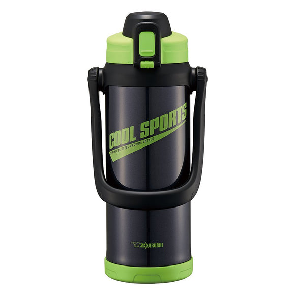 Zojirushi Water Bottle Drink Straight from the Bottle Sports-Type Stainless Steel 2.1 Qt. (2.0 L) Green Black SD-BC20-BG