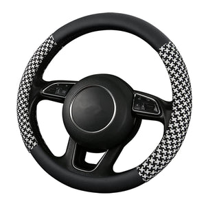 HONCENMAX Car Steering Wheel Cover, For Light Normal Cars, Steering Wheel Cover, Womens, Stylish, Grip, Pleasant Texture, Stain Prevention, Stylish, All Seasons, Diameter 15.0 inches (38 cm), White