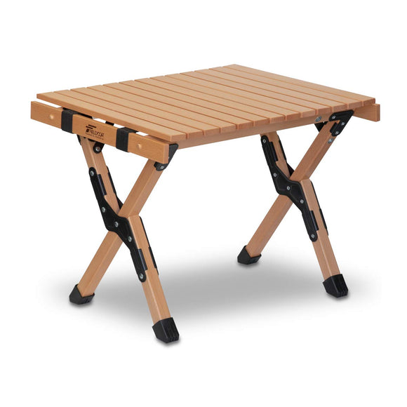 Fieldoor Wooden Roll Top Table, Natural Wood, Compact, Storage, Easy Assembly, Storage Bag Included, Low Table, Interior, Camping, Outdoors
