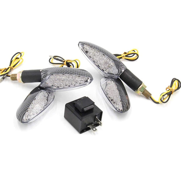 15 LED Arrow Turn Signals for Motorcycles, Set of 4, Relay Included