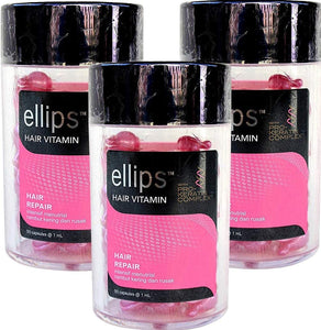 ellips Ellips Hair Vitamin Pro Keratin Complex 50 Tablets Pink Set of 3 (Pro Pink)