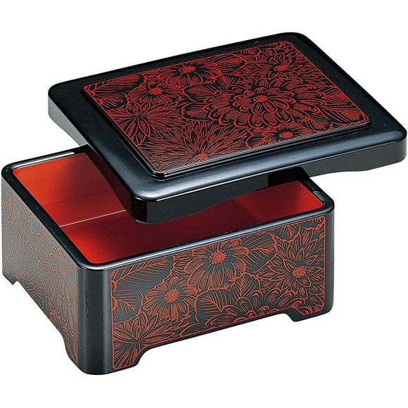 Fukui Craft Heavy Box, Black, 7.25 x 6.2 x 3.2 inches (182 x 15.2 x 8 cm), Unagi no Unoshige, DX Bowl, Peony Chrysanthemum, Uchishu 5-740-4