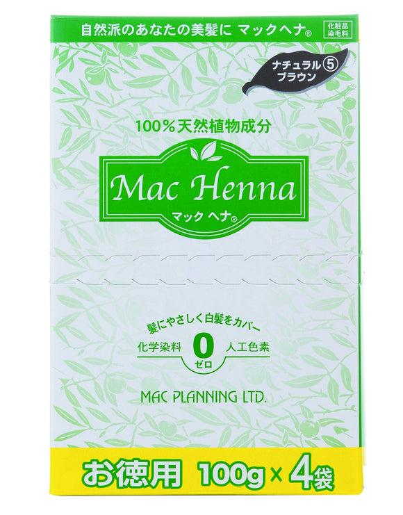 Mac Henna Herbal Treatment Economical Natural Brown 400g (100g x 4 bags)