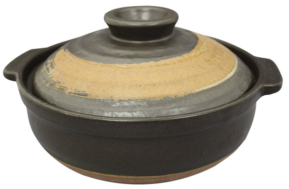 Banko Ware 12-323 Daikoku Kiln IH-Compatible Pot, No. 8, Brush for 2 to 3 People, For 2 to 3 People, 12-323