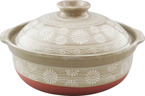 Banko Ware IH-Compatible Porcelain Fired Ceramic Pot, Miyako Mishima