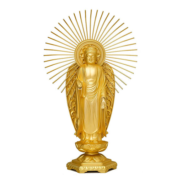 Buddha Statue, Amida Nyorai for Oesai 6.2 inches (15.7 cm) (Gold Plated/24 karat) Buddhist Hideo Makita Original Sculptor_