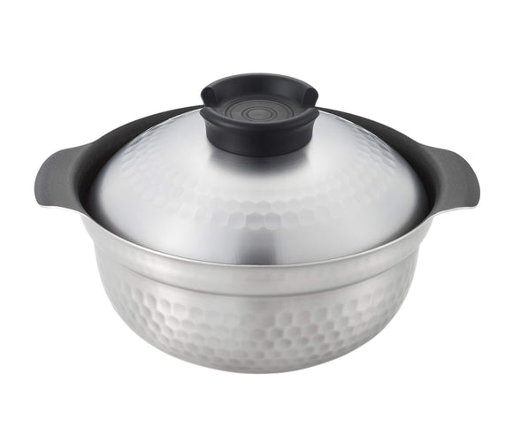 Yoshikawa SJ2533 Boiling Pot, Made in Japan, 7.5 inches (19 cm), IH Compatible, Fluorine Treatment, Silver