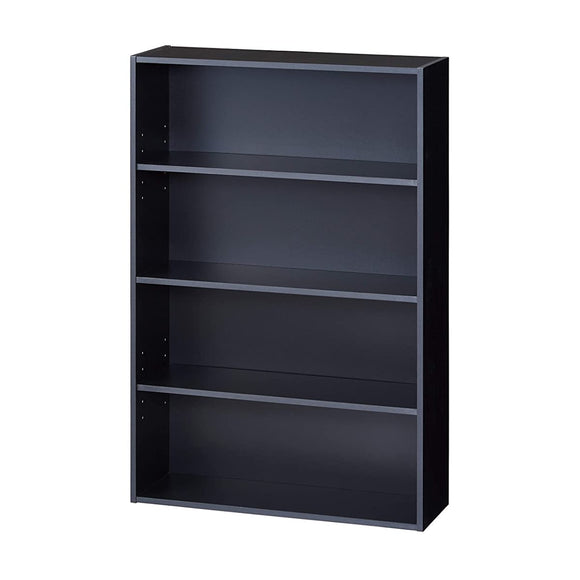 BLKP N-7575 Pearl Metal Bookcase, 4 Tiers, Limited, Black, Width 23.6 x Depth 7.9 x Height 35.0 inches (60 x 20 x 89 cm), Movable Shelves Included, Manga Paperback Book, Storage Rack, Black