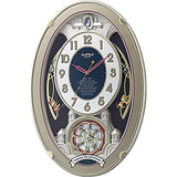 Rhythm Clock Atomic Wall Clock Analog sumo-ruwa-rudouxissyu 30 Songs Melody Crystal Embellished Gold Small World 4mn544rh18