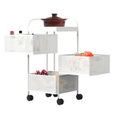 NeutypeChic Rolling Wagon, Rotatable, 4-Tier, Square, White, Easy Assembly, Storage Wagon, Matte Finish, Kitchen Wagon, Tray Wagon, Cart, Freely Moving Gaps