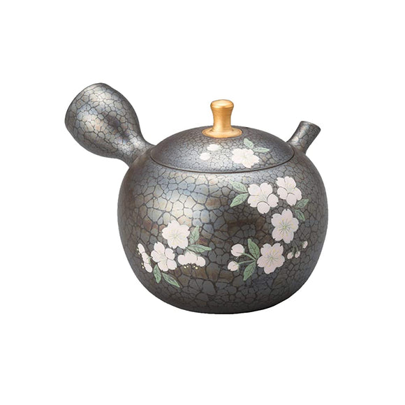 Yamaki Ikai Yamaki Ikai Showeryu Tenme Round Shaped Gold Picked Cherry Blossom Teapot 290cc