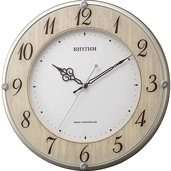 Rhythm Clock Atomic Wall Clock Analog raiburi-natyure Continuous Second Hand Brown (Wood Grain Finish) Rhythm 8my506sr23