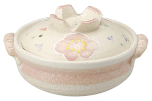 Banko Ware Hitori Pot, 6.7 inches (17 cm), Pink Flower Pattern 14871