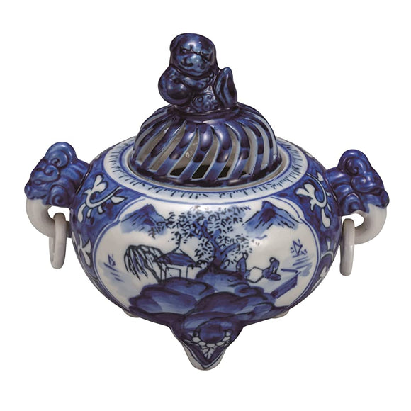 Kutani Ware K7-1435 Incense Burner (No. 4.5) Dyed Sansui