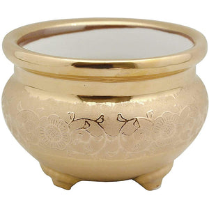 Ceramic Arte Buddhist Ingredients Golden Arabesque Incense Burner 4.0 Inch / Real Gold Burning / Made in Japan] Diameter 4.5 Inches x Height 3.1 Inches (11.5 cm) x Height 3.1 Inches (8 cm) Ceramic