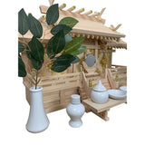 Kamidana no Sato Shinto Shelf Set, 3 Shrines with Shinto Goods, Roofing Three Shrines, Wakaba (Medium and Low Floor), Shrine Set, Authentic Shrine Shelf, New Construction, Opening, Office, Shrine Set,