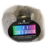 Hamanaka Richmore 3249 Excellent Mohair Count 10 Gradient Yarn, Thick Col.127 Gray Series, 0.7 oz (20 g), Approx. 66.6 ft (200 m), Set of 10