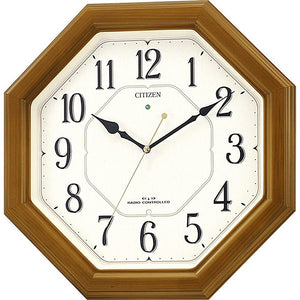 Citizen Atomic Wall Clock Analog nemuri-narukku High Brightness Full Luminous Eight Corners Wood Brown Citizen 4my645 – 006