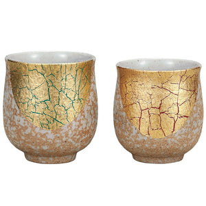 Kutani ware Couple Tea Bowls Gold Foil Saturation