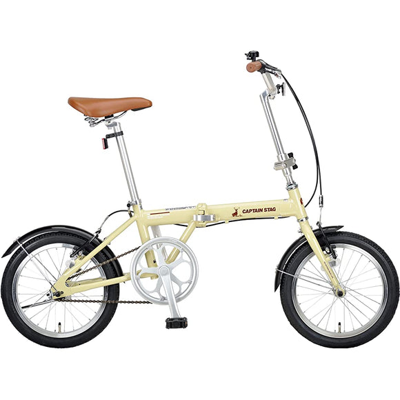 Captain Stag AL-FDB161 YG-1392 16 Inch Folding Bicycle, Aluminum Frame, Weight Approx. 22.0 lbs (10 kg), Front and Rear V-Shaped Brakes, Shimano Power Modulator, High Gear Ratio Setting, Front and Rear Mud Guard, Standard Equipment, Arles