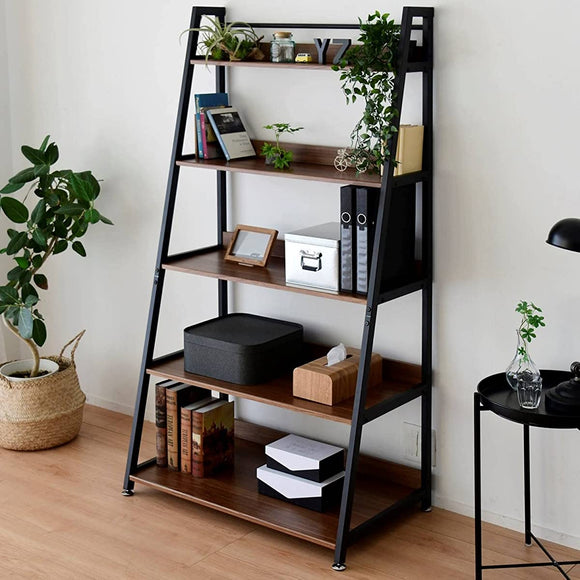 Yamazen MRS-16905 (BBRSBK) Shelf Rack, Wood, Sturdy (Overall Load Capacity 154.3 lbs (70 kg), 5 Tiers, Width 33.7 x Depth 20.3 x Height 62.2 inches (85.5 x 51.5 x 158.5 cm), Stylish, Shelf, Assembly, Bright Brown