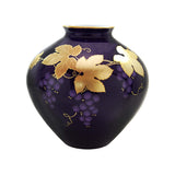 Koransha R1538-NB61 Vase Luli Gold Grapes Ruri 7.1 inches (18 cm)