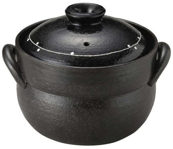 Banko Ware 13665 Rice Pot, 4-Piece Cooker, Black Glaze