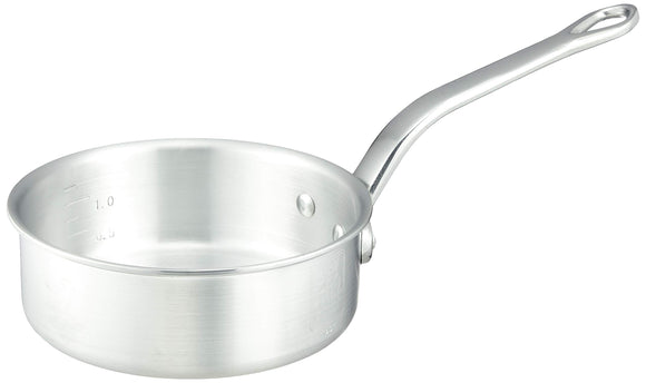 EBM aluminum professional chef shallow type one hand pot (with scale) 18 cm