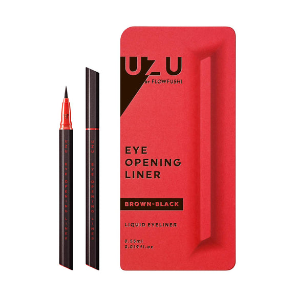 UZU BY FLOWFUSHI Eye Opening Liner [Brown Black] Liquid Eyeliner Hot Water Off Alcohol Free Dye Free Hypoallergenic