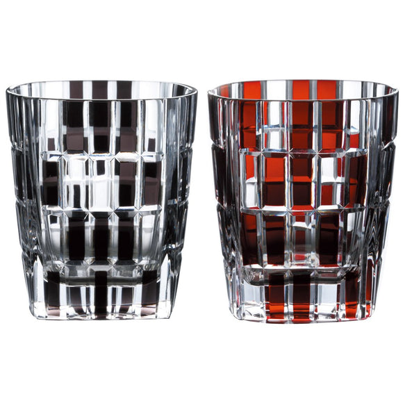 Narumi GW6052-2220 Pair Glass Works Urban Black & Red 9.5 fl oz (270 cc) Set of 2 Rockok Glasses