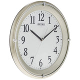 Seiko Clock KX381S Wall Clock, Automatic Light, Radio, Analog, Visible Even at Night, Light Gold, Pearl