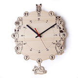 Yamato Kogei YK18-003 CATS Clock N, Size: Approx. W 10.8 x D 1.8 x H 13.2 inches (27.5 x 4.5 x 33.5 cm)