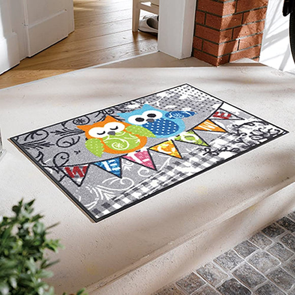 Clean Tex Wash + Dry (Wash and Dry) Doormat Welcome Owls 50 X 75 cm