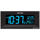 RHYTHM 8RZ196SR02 Rhythm Clock, Radio Wave Alarm Clock, Digital, Iroria M, Gradient LED, 365 Color Display, Black