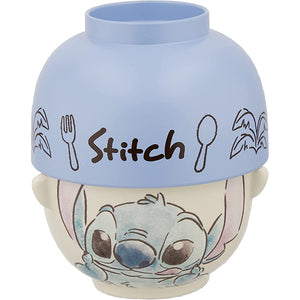 Disney Lilo & Stitch SAN3247-8 Stitch Soup Bowl and Rice Bowl Set, Large, Approx. 16.2 fl oz (480 ml), Watercolor Touch