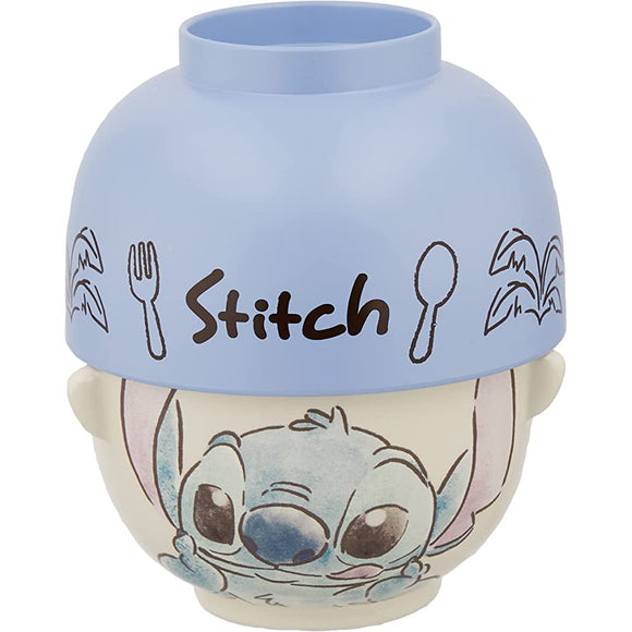 Disney Lilo & Stitch SAN3247-8 Stitch Soup Bowl and Rice Bowl Set, Large, Approx. 16.2 fl oz (480 ml), Watercolor Touch