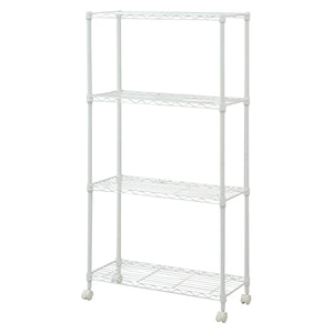 Yamazen RS-14734CJH(WH) Slim Metal Shelf, White, 70 Shelves with Casters, 4 Tiers, White