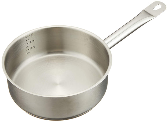 EBM 18 8 Professional Chef Induction Shallow Type One Hand Pot 18 cm No Lid