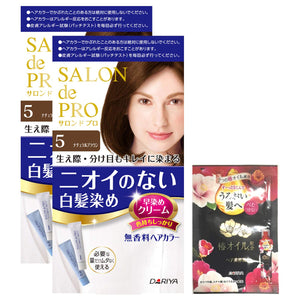 Salon de Pro Unscented Hair Color Early Dye Cream 5 <Natural Brown> Gray Hair Dye Odorless Hair Color Cream Type Reserve Available 2 + Bonus