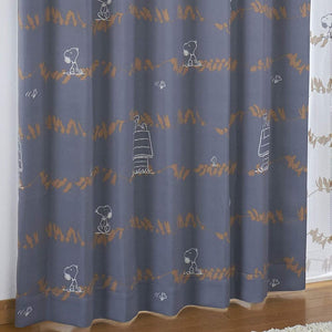 Snoopy KO-3 Grade 2 Blackout, Heat Shielding Curtain, Set of 2, Leaf, Width 39.4 x 70.1 inches (100 x 178 cm), Dark Gray