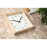 KATOMOKU Square Clock km-37N Wood Basswood Wall Clock Continuous Second Hand (Quartz Watch)