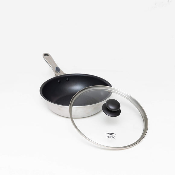 Ruhru King Pan, Penta 9.4 inches (24 cm) Deep Type, Lid Set, Black Sapphire, King Frying Pan, 9.4 inches (24 cm) x 2.8 inches (7.0 cm) Lid
