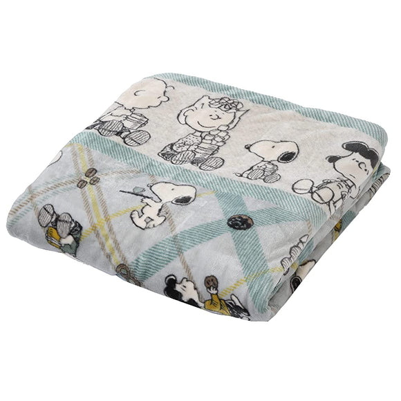 Nishikawa SI02650045 Snoopy Warm Comforter Cover, Single, Washable, Cafe Pattern, Checkered Gray