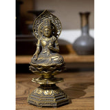 Buddha Statue, Zuzou Bodhisatta, 5.9 inches (15 cm) (Old Gold Finish), Buddhist: Hideun Makita, Sculptor: (born in the year of the Ox and Tiger), Zodiac, Takaoka Copper Ware