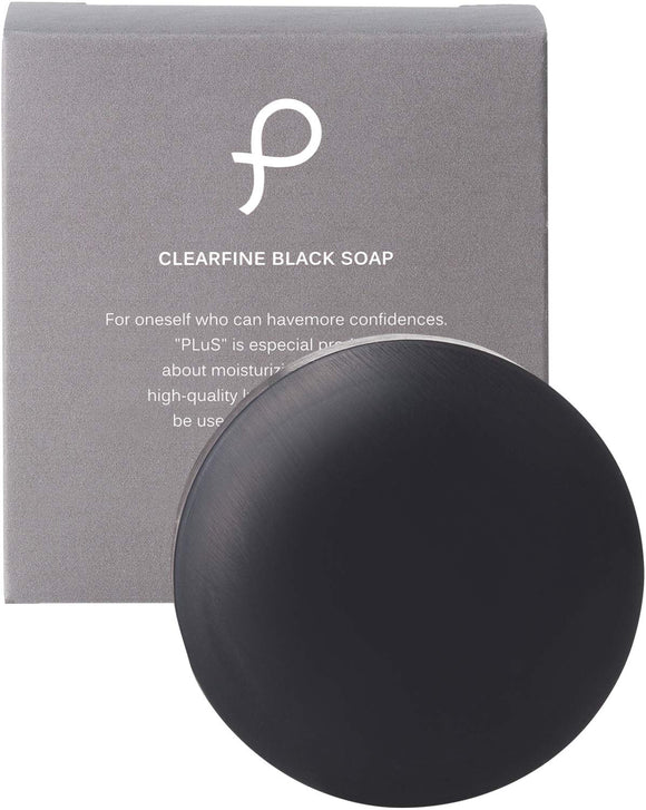 PLuS Clear Fine Black Soap 90g [Solid Type] Charcoal Face Wash Soap Face Cleanser Pore Care Blackheads Square Plug (Orange Scent)