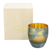 Otsuka Glass OE-2 Mt. Fuji Sake Cup (In Wooden Box), Cloud Flow, Blue