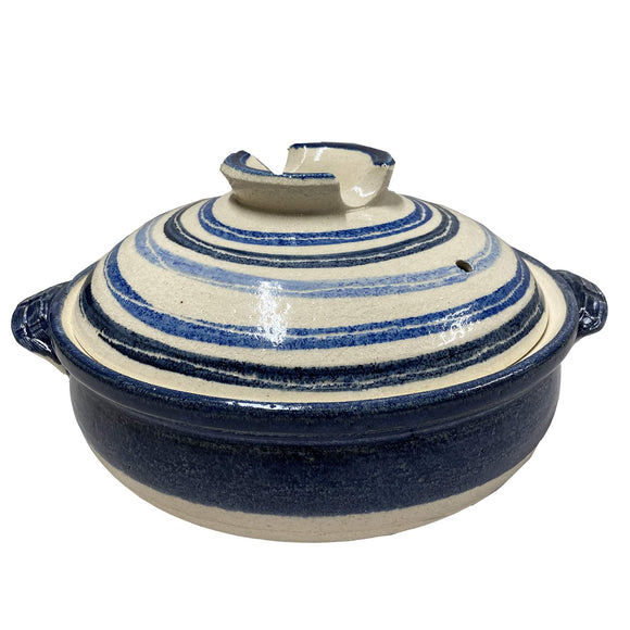 Banko Ware 17864 Pot, No. 7, For 1 to 2 People, 3.1 gal (1.4 L), Indigo Line, Made in Japan