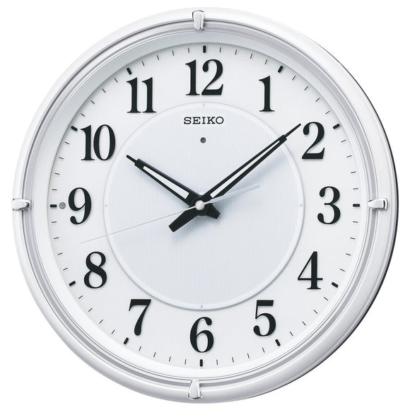 Seiko Clock KX393W Wall Clock, Automatic Light, Radio, Analog, Visible Even at Night, Fine Light, Neo Neo, White, Pearl