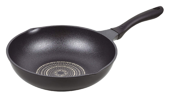 Pearl Metal HB-4426 Frying Pan, Black, 11.0 inches (28 cm), Die-Cast IH Compatible Pot, Mega-Stone Coating