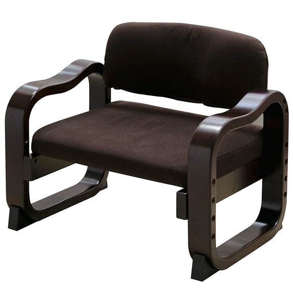 Yamazen WYZ-55(DBR) High Floor Chair, Low Back, Easy to Sit, Adjustable Height, Backrest Fits Waist, Assembly Required, Dark Brown